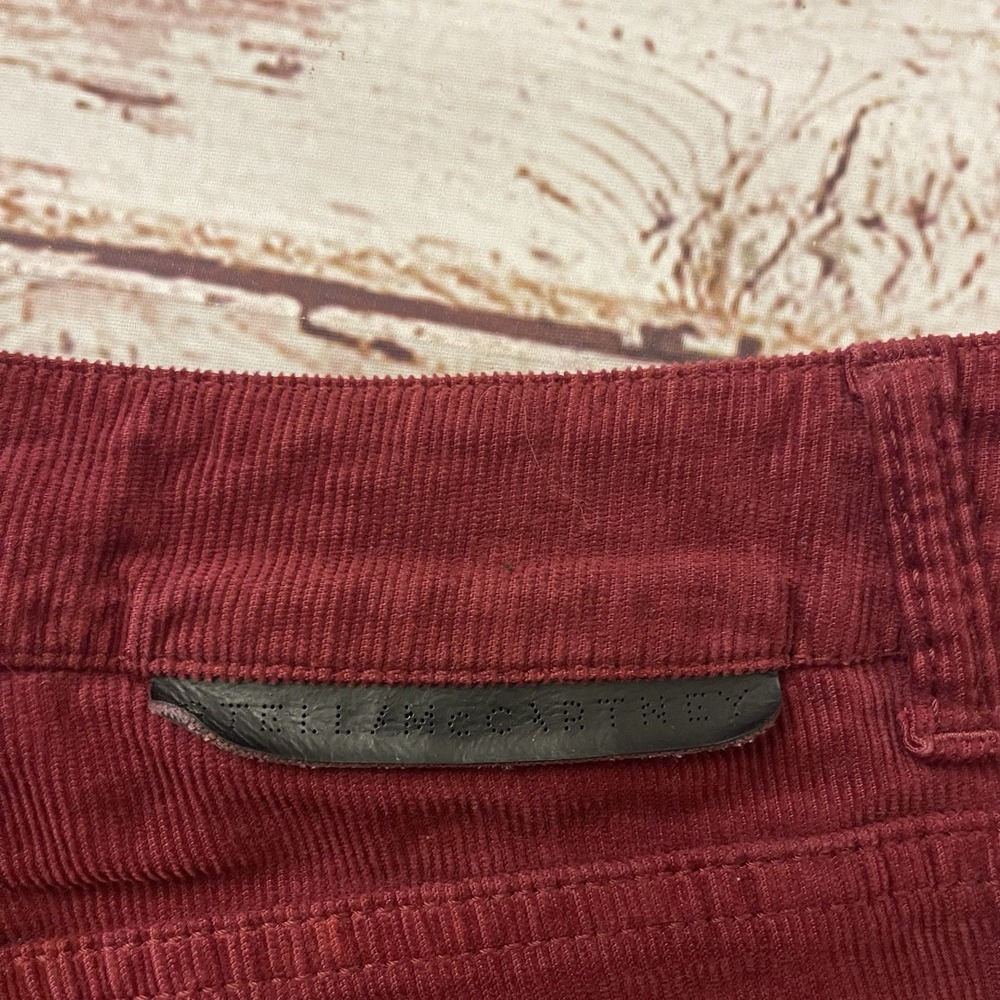 Stella McCartney Burgundy Corduroy Flare Pants Made‎ In Italy Size 28 Inseam 35" - Picture 13 of 14
